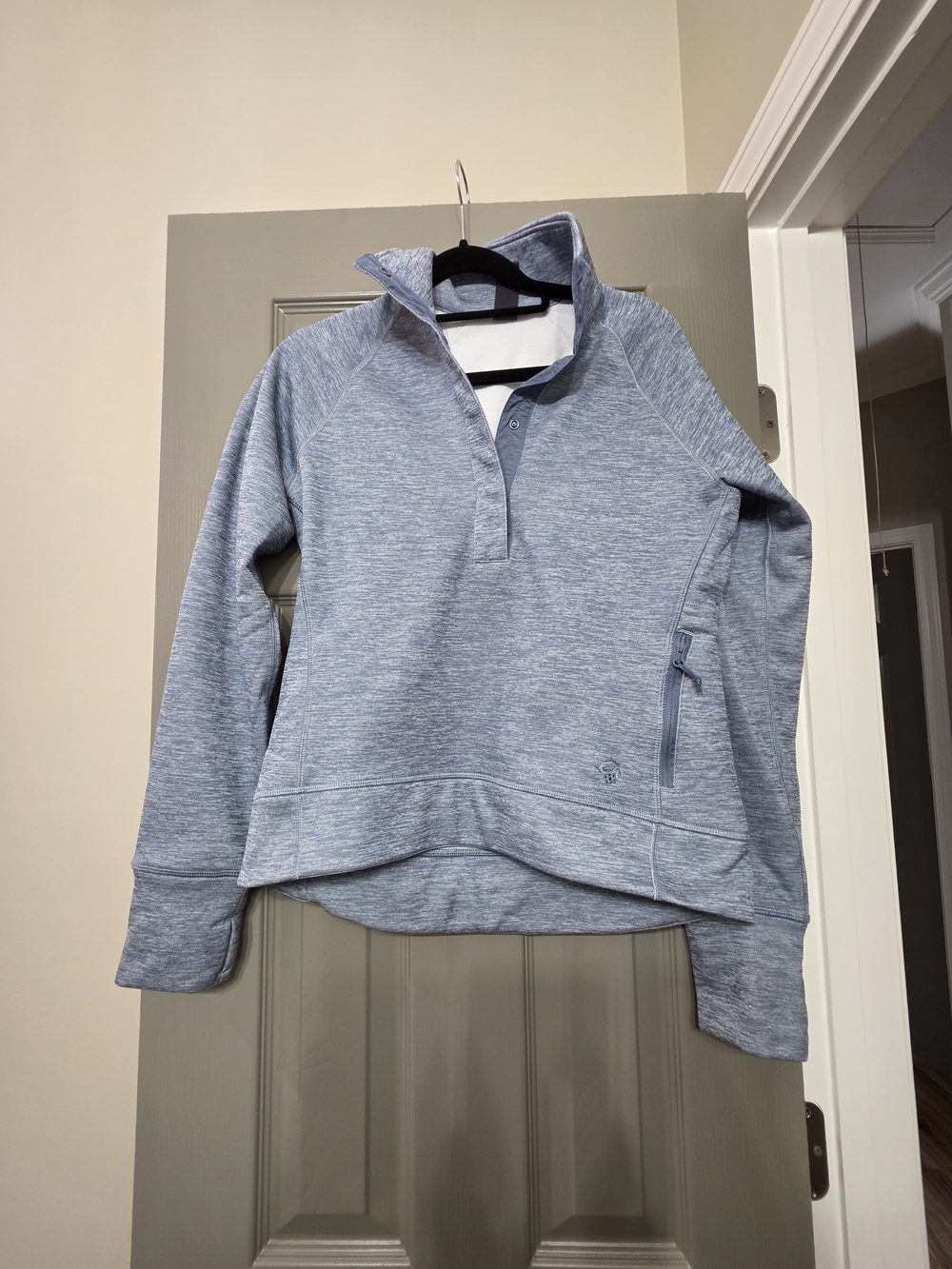 Mountain Hardwear Light Blue Heather Quarter-Button Pullover